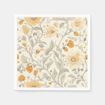 Elegant Beige och Gult botaniska illustrationer