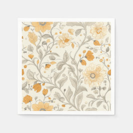 Elegant Beige och Gult botaniska illustrationer Pappersservett