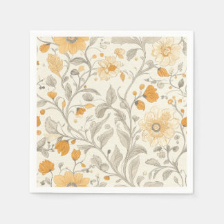 Elegant Beige och Gult botaniska illustrationer Pappersservett