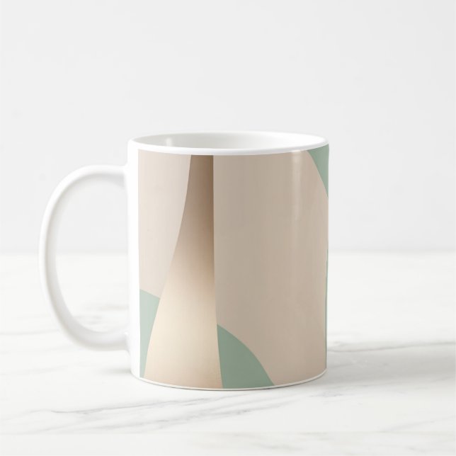 Elegant Beige och mjuk Grönt med Guld-accenter Kaffemugg (Vänster)