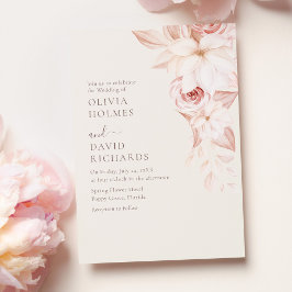 Elegant Beige och Rosa ros bröllopsinbjudan Inbjudningar