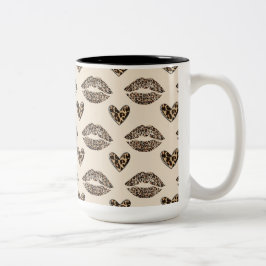 Elegant beige och svart cheetaprint Två-Tonad mugg