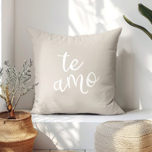 Elegant beige och vit Te Amo spansk kärlek Kudde