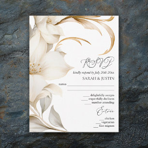 Elegant Beige och Vita vattenfärgen Blommigt Bröll OSA Kort
