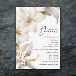 Elegant Beige och Vita vattenfärgen Blommigt Bröll Tilläggskort