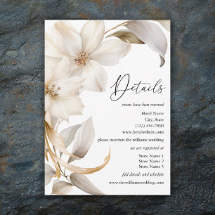 Elegant Beige och Vita vattenfärgen Blommigt Bröll Tilläggskort