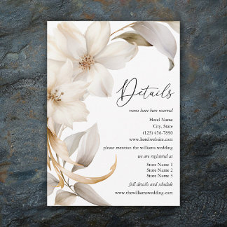 Elegant Beige och Vita vattenfärgen Blommigt Bröll Tilläggskort