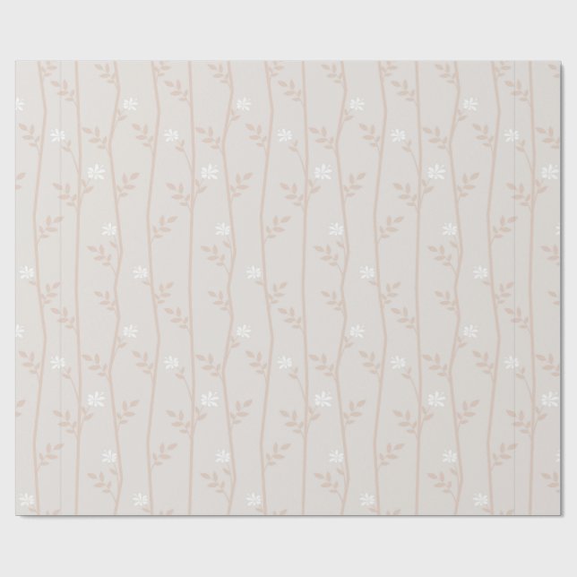 Elegant Beige och vitt botaniskt vin Presentpapper (Platt)