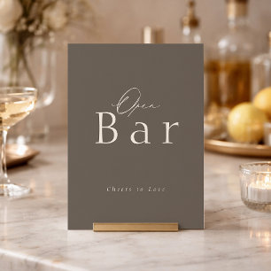 Elegant Beige Öppen Bar Bröllopsskylt Inbjudningar