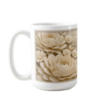 Elegant Beige Pappersklippt Blommig LandskapsMugg