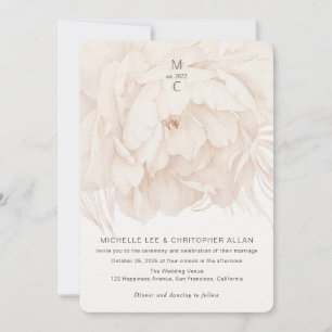 Elegant, beige peony, modern blommigt trädgårdsbrö inbjudningar