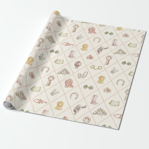 Elegant Beige Ridsport Diamantmönster Presentpapper