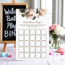 Elegant Beige Ro Baby Shower Game Bingo