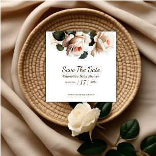 Elegant Beige Ro Baby Shower Spara Datumet