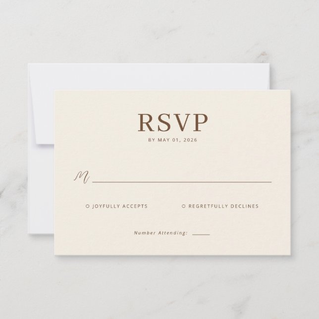 Elegant Beige RSVP Card OSA Kort (Framsida)