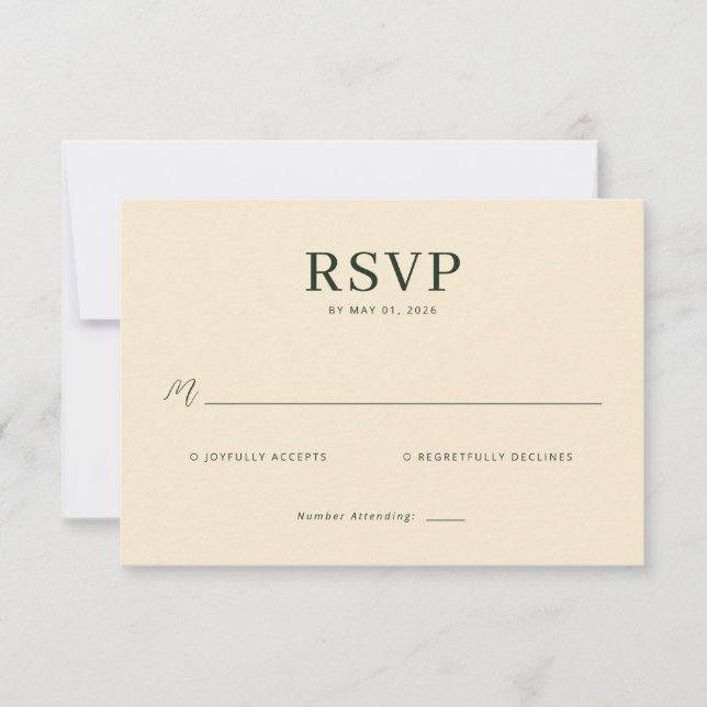 Elegant Beige RSVP Card OSA Kort (Framsida)