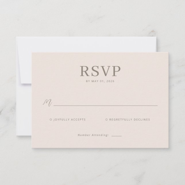 Elegant Beige RSVP Card OSA Kort (Framsida)