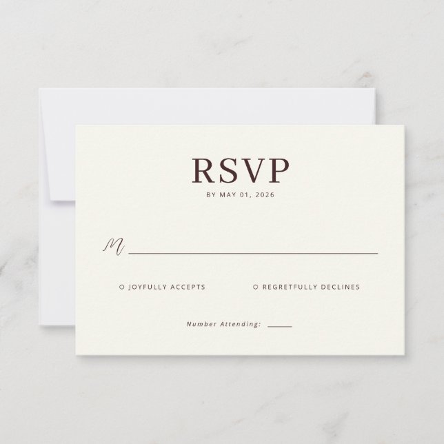 Elegant Beige RSVP Card OSA Kort (Framsida)