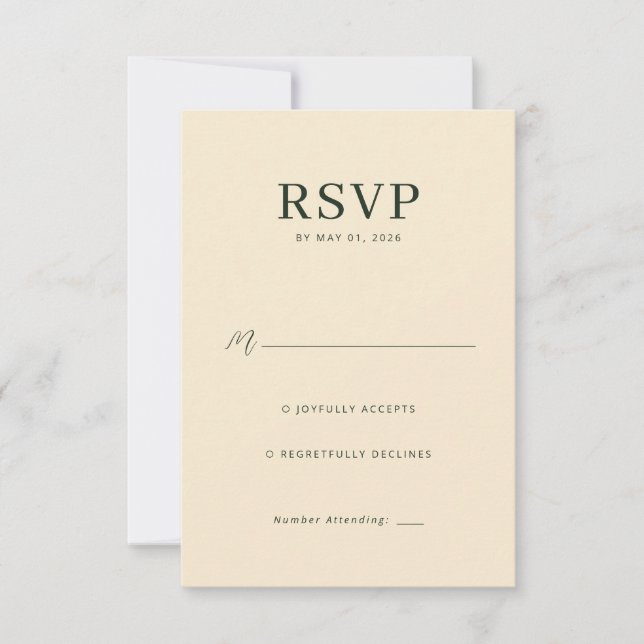Elegant Beige RSVP Card OSA Kort (Framsida)