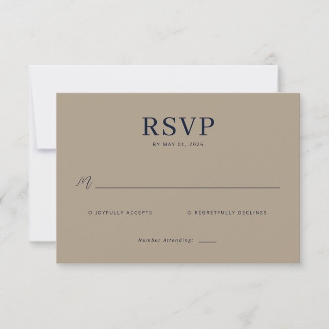 Elegant Beige RSVP Card OSA Kort (Framsida)