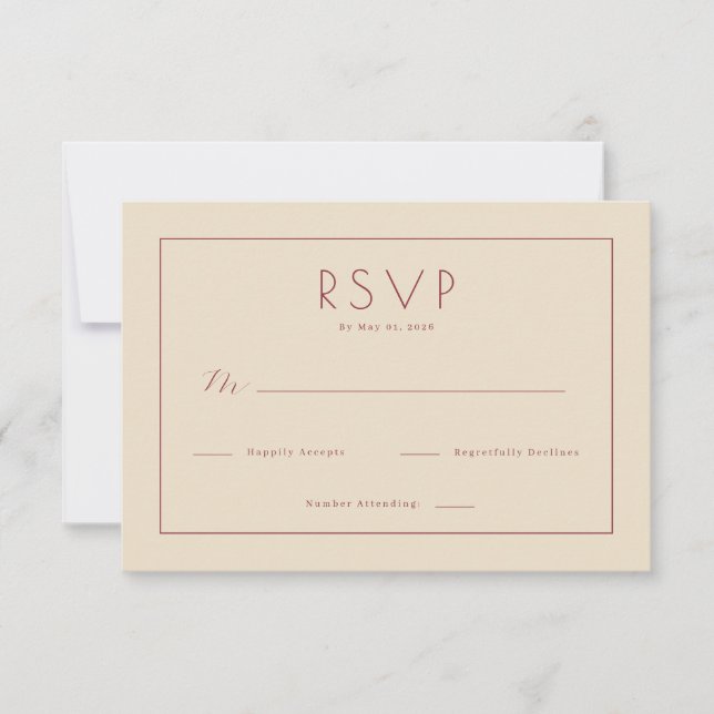 Elegant Beige RSVP Card OSA Kort (Framsida)