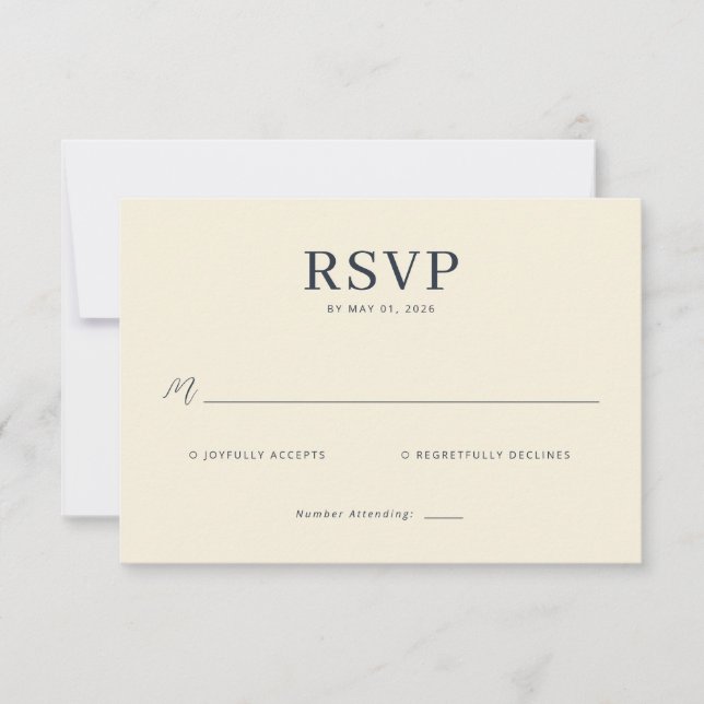Elegant Beige RSVP Card OSA Kort (Framsida)