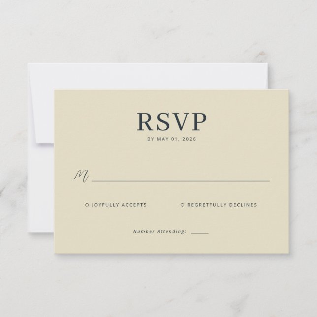 Elegant Beige RSVP Card OSA Kort (Framsida)