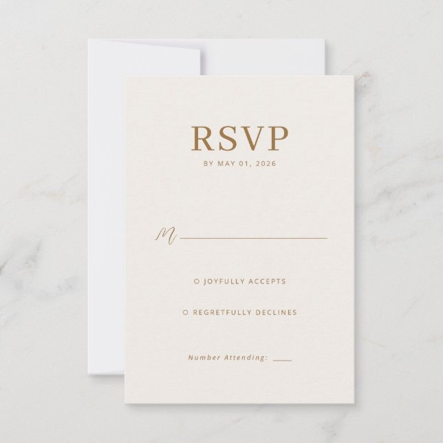 Elegant Beige RSVP-kort OSA Kort (Framsida)