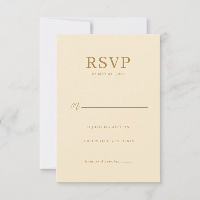 Elegant Beige RSVP-kort OSA Kort (Framsida)
