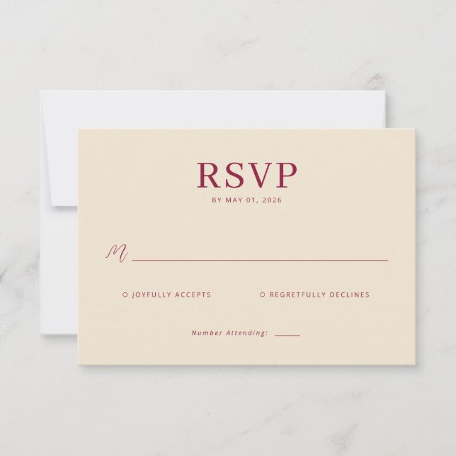 Elegant Beige RSVP-kort OSA Kort (Framsida)