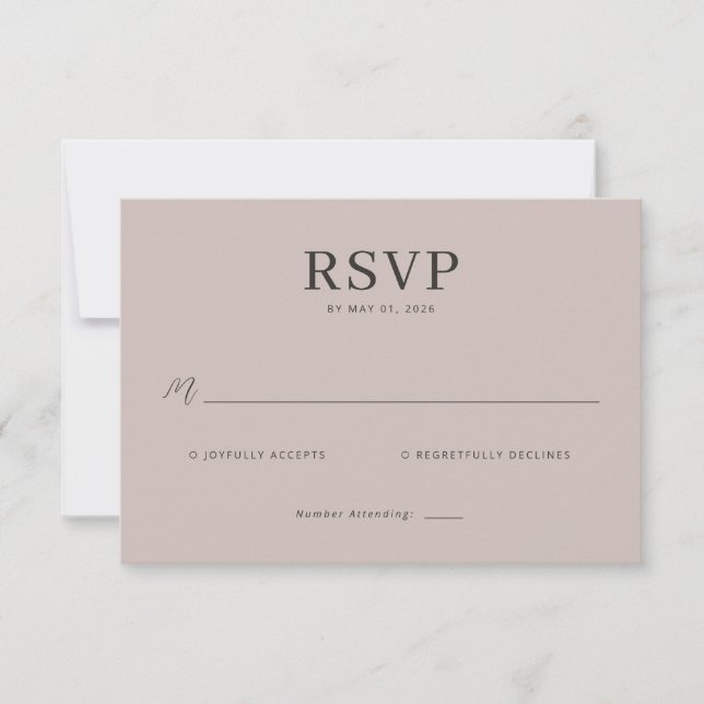 Elegant Beige RSVP-kort OSA Kort (Framsida)