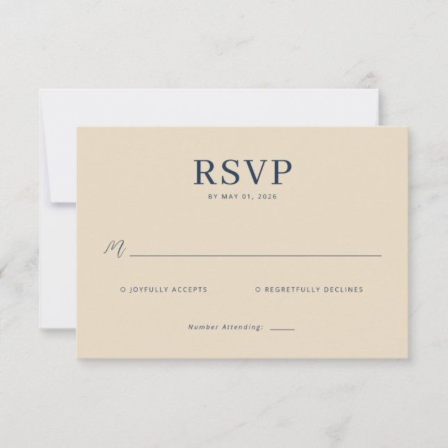 Elegant Beige RSVP-kort OSA Kort (Framsida)