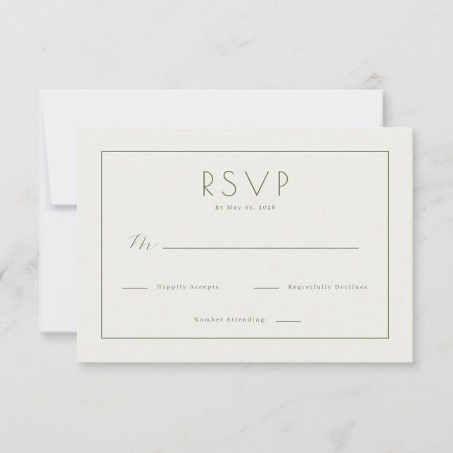 Elegant Beige RSVP-kort OSA Kort (Framsida)