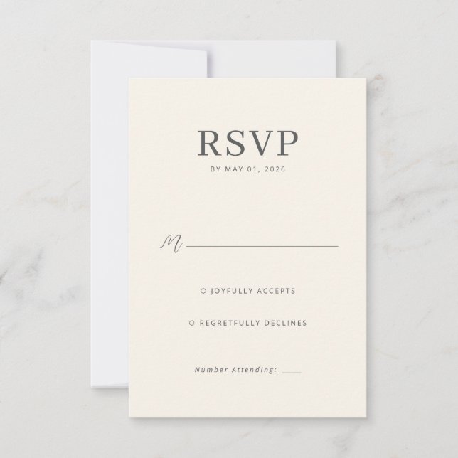 Elegant Beige RSVP-kort OSA Kort (Framsida)
