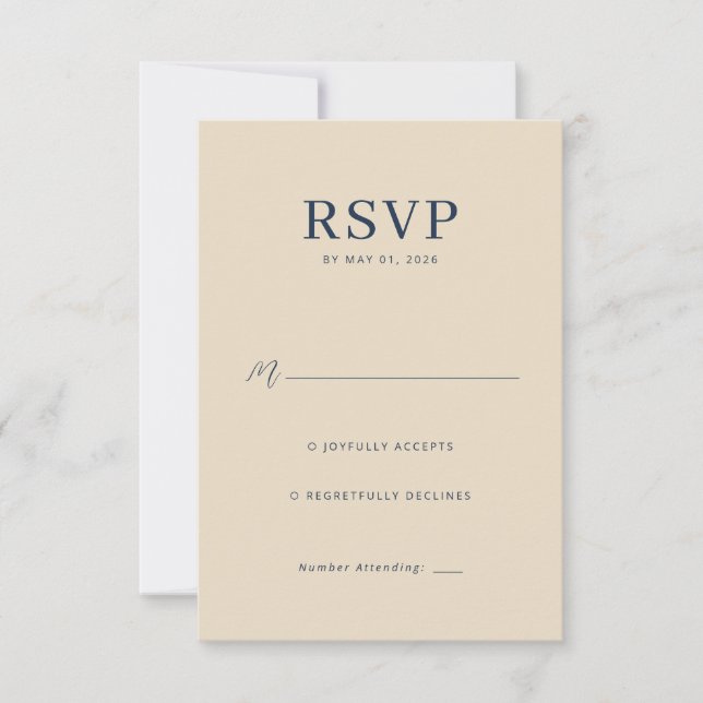Elegant Beige RSVP-kort OSA Kort (Framsida)