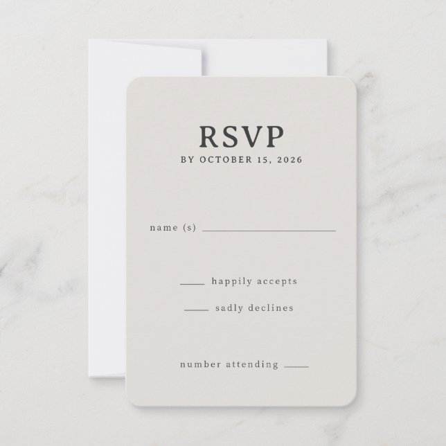 Elegant Beige RSVP-kort OSA Kort (Framsida)