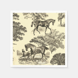 Elegant Beige Rustic Horses Toile Pappersservett