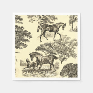 Elegant Beige Rustic Horses Toile Pappersservett