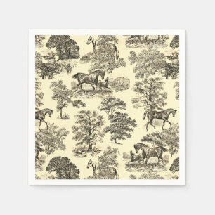 Elegant Beige Rustic Horses Toile Pappersservett