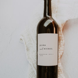 Elegant Beige Script Bröllop Namn Anpassningsbar  Vinflaska Etikett