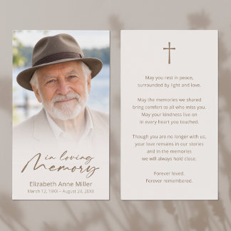Elegant Beige Script Cross Foto Sympatikort Visitkort