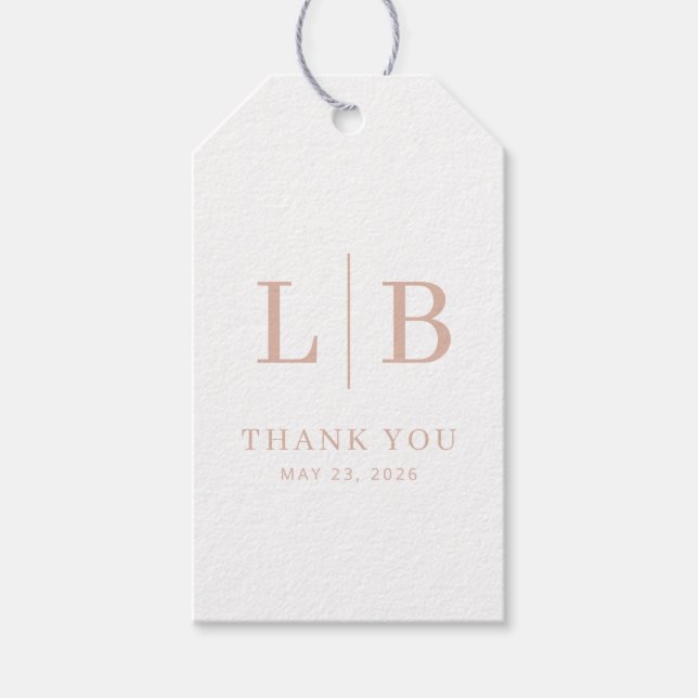 Elegant Beige Serif Bröllopsetikett Presentetikett (Framsidan)