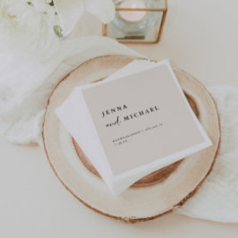 Elegant Beige skript Bröllop Namn Pappersservett