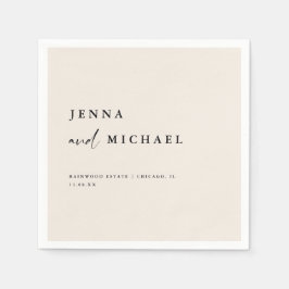 Elegant Beige skript Bröllop Namn Pappersservett