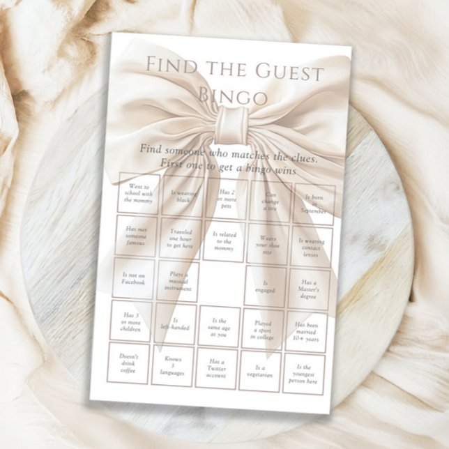 Elegant Beige Slinga Hitta Gäst-Bingo Spel (Skapare uppladdad)
