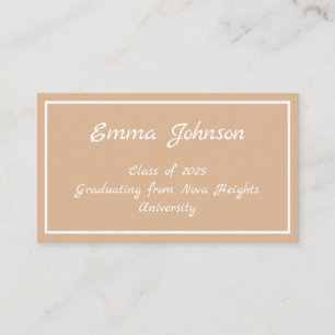 Elegant Beige Studenten 2025 Firande-kort Visitkort
