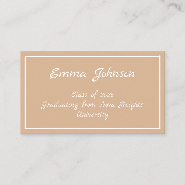 Elegant Beige Studenten 2025 Firande-kort Visitkort (Framsida)