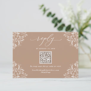 Elegant Beige Taupe Neutralt Bröllop QR-kod OSA Kort