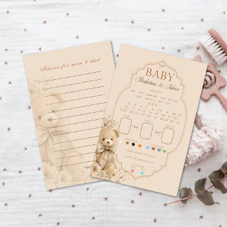 Elegant Beige Teddybjörn Baby Förutsägelse Spel