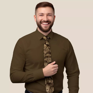 Elegant Beige Tie med Architectural Mönster Desig Slips